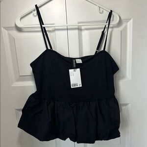 H&M Black Ruffled Peplum Camisole Top